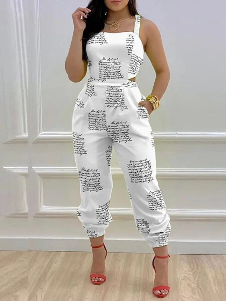 Printed Strapless Jumpsuit Strapping Loose Pants - Horizon Bliss