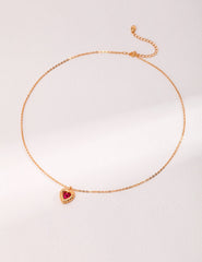 Red Steel Jade Love Zircon Necklace