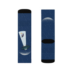 Alien Abduction with Pizza Fun Novelty Socks - Horizon Bliss