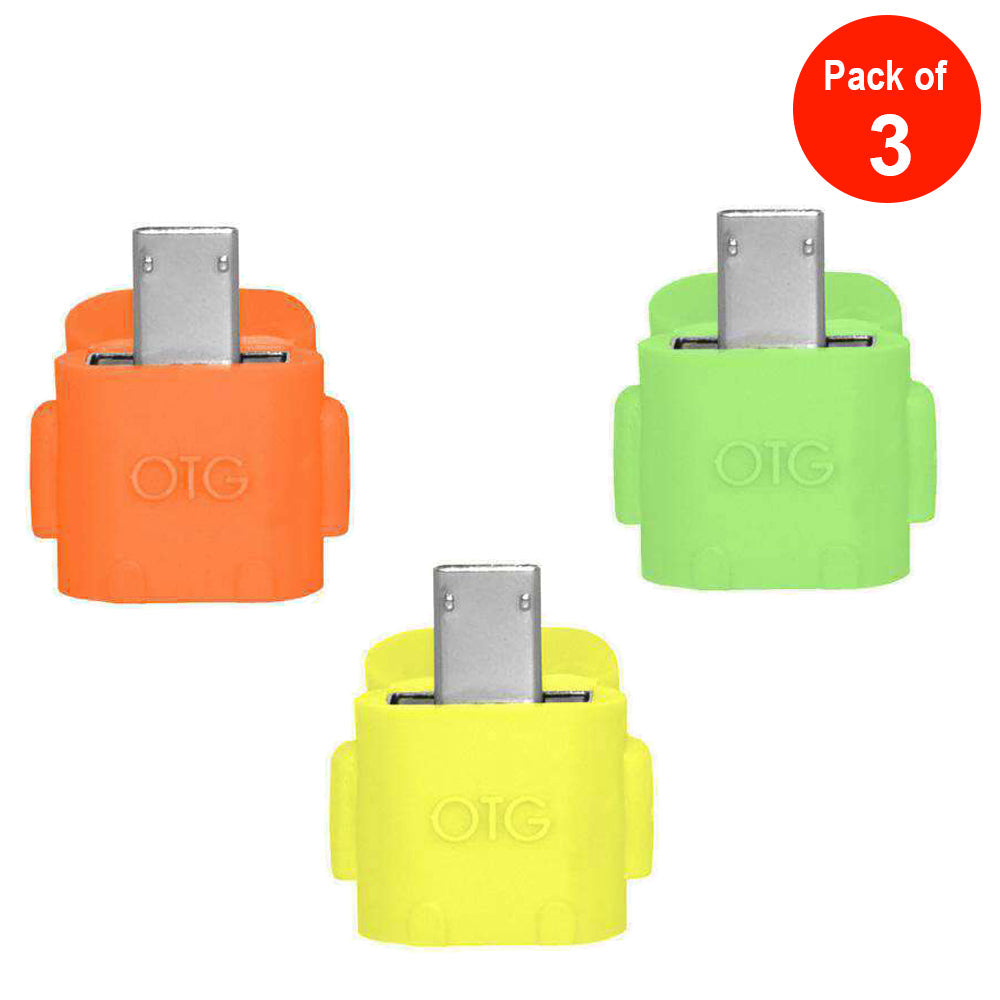 Android Robot Shape Micro USB OTG Adapter (Random Color) - pack of  6