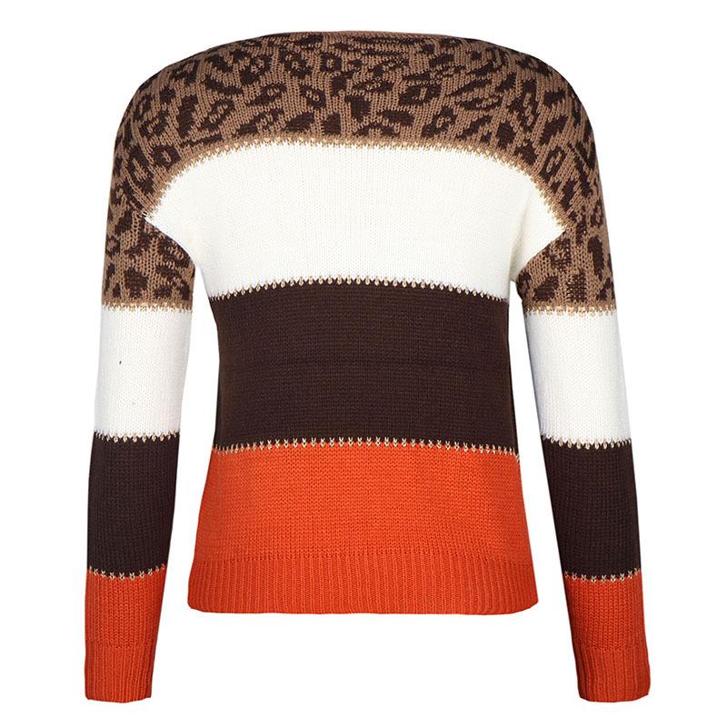 Patchwork Leopard Printed Long Sleeve Pullover Sweater - Horizon Bliss