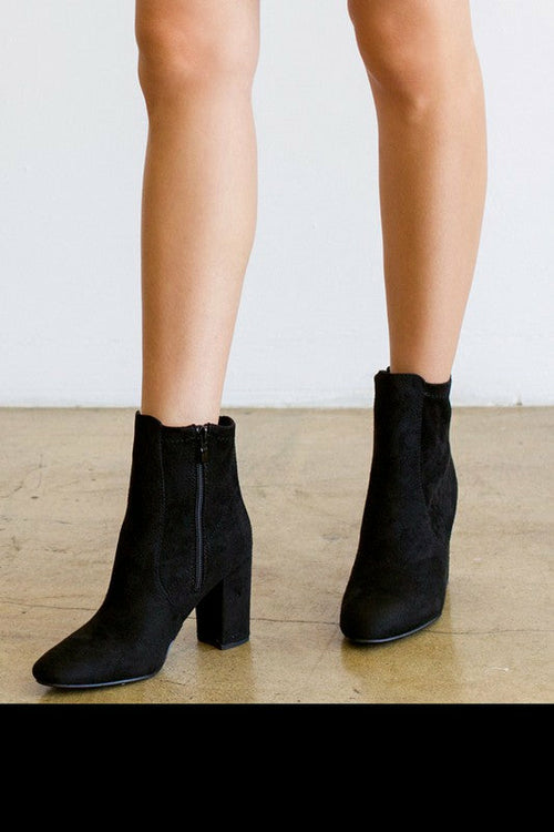 Women's Faux Suede Chunky Heel Ankle Booties - Horizon Bliss