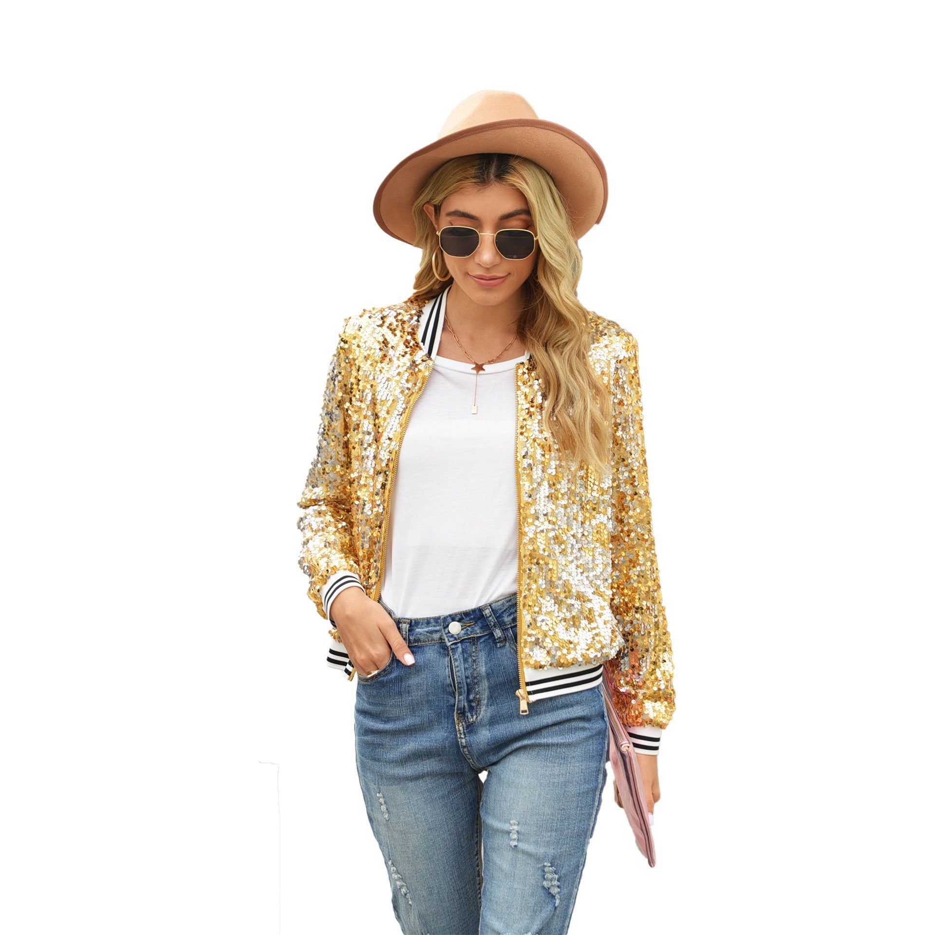 Sequin Long Sleeve Women's Jacket - Horizon Bliss