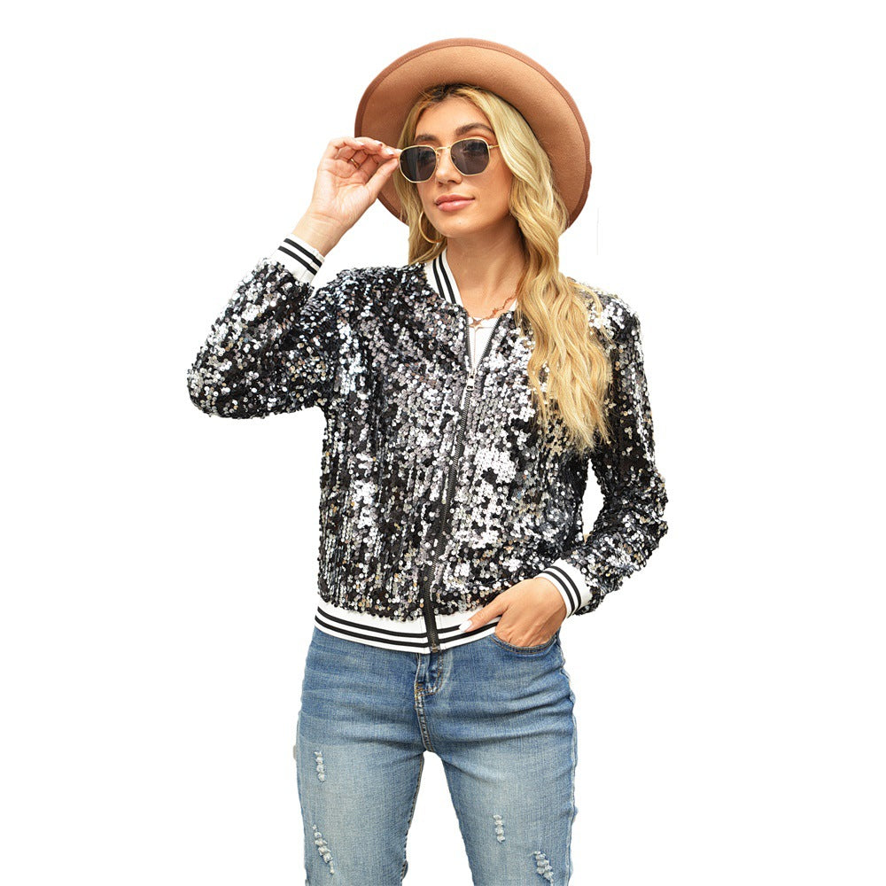 Sequin Long Sleeve Women's Jacket - Horizon Bliss