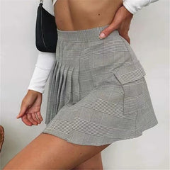 Plaid Pleated Short Skirt - Horizon Bliss