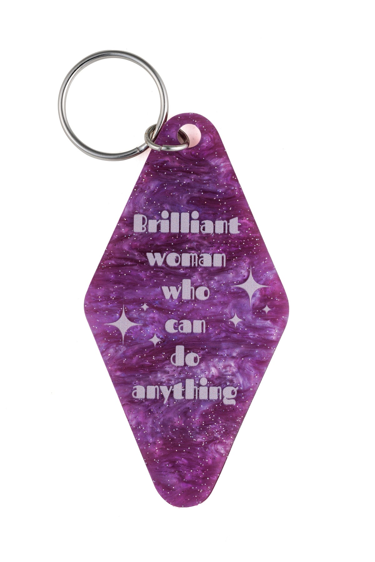 Brilliant Woman Who Can Do Anything Purple Marble Keychain | Gift for