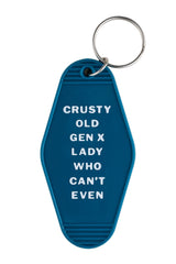 Crusty Old Gen X Lady Who Can't Even Motel Keychain in Blue