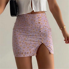 Floral Printed Sexy Split Short Skirt - Horizon Bliss