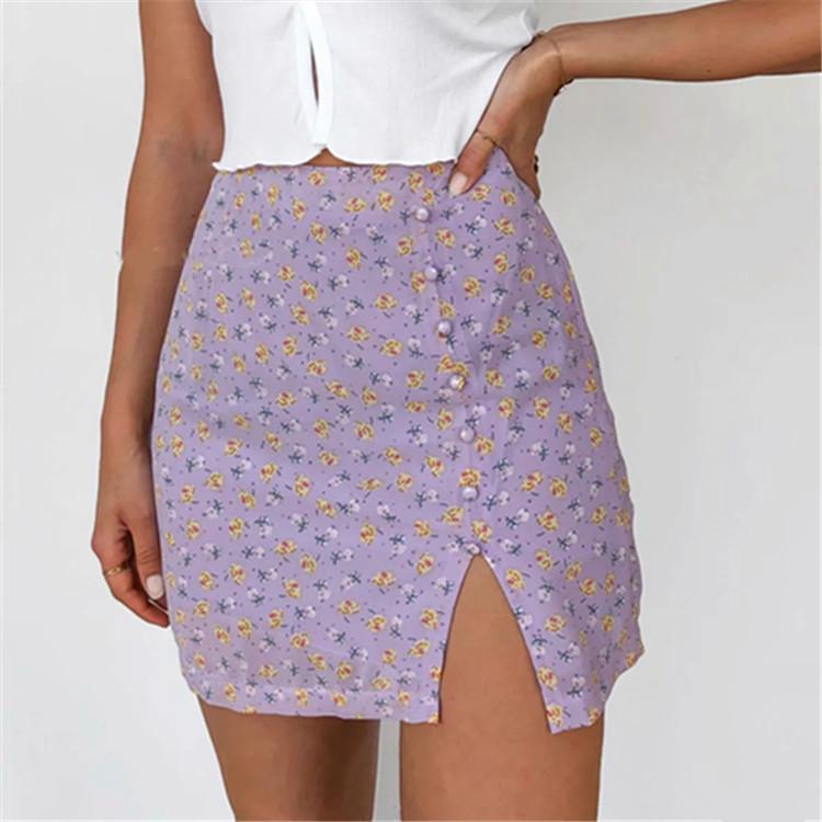 Floral Printed Sexy Split Short Skirt - Horizon Bliss