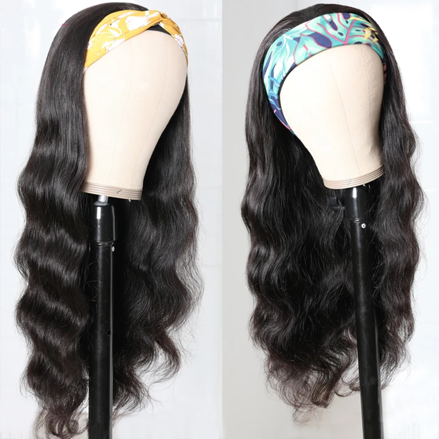 Headband Human Hair Scarf Wig Body Wave No GLUE Easy Wear for Women 18 - Horizon Bliss