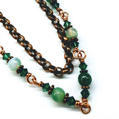 24 Inches Emerald Agate Striped Gemstone Wire Wrapped Necklace - Horizon Bliss