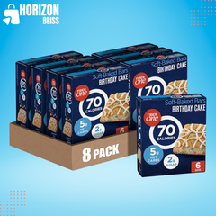 70 Calorie Soft-Baked Bars, Birthday Cake, Snack Bars, 18 ct (Pack of 8) - Horizon Bliss