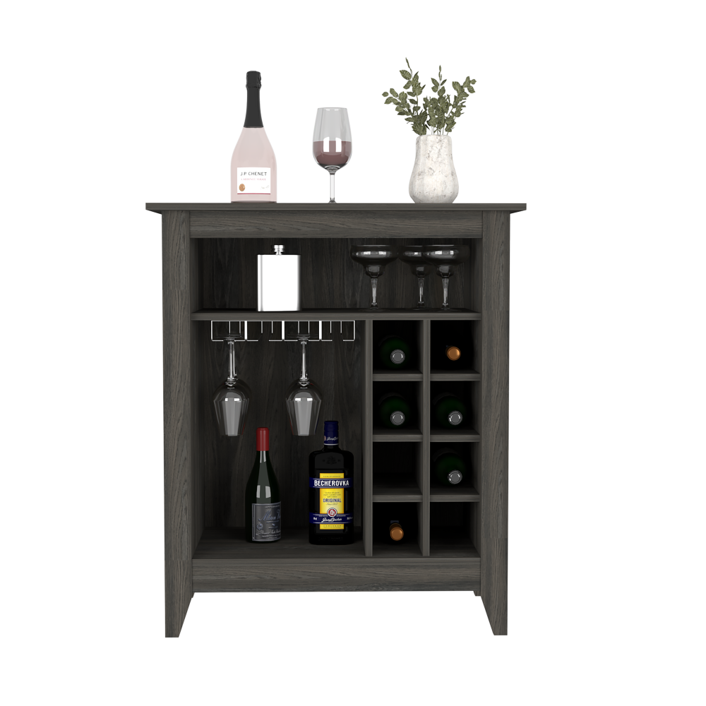 Bar Cabinet Castle, One Open Shelf, Six Wine Cubbies, Carbon Espresso - Horizon Bliss