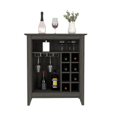 Bar Cabinet Castle, One Open Shelf, Six Wine Cubbies, Carbon Espresso - Horizon Bliss