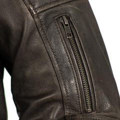 Commuter - Men's Motorcycle Leather Jacket (Brown) - Horizon Bliss