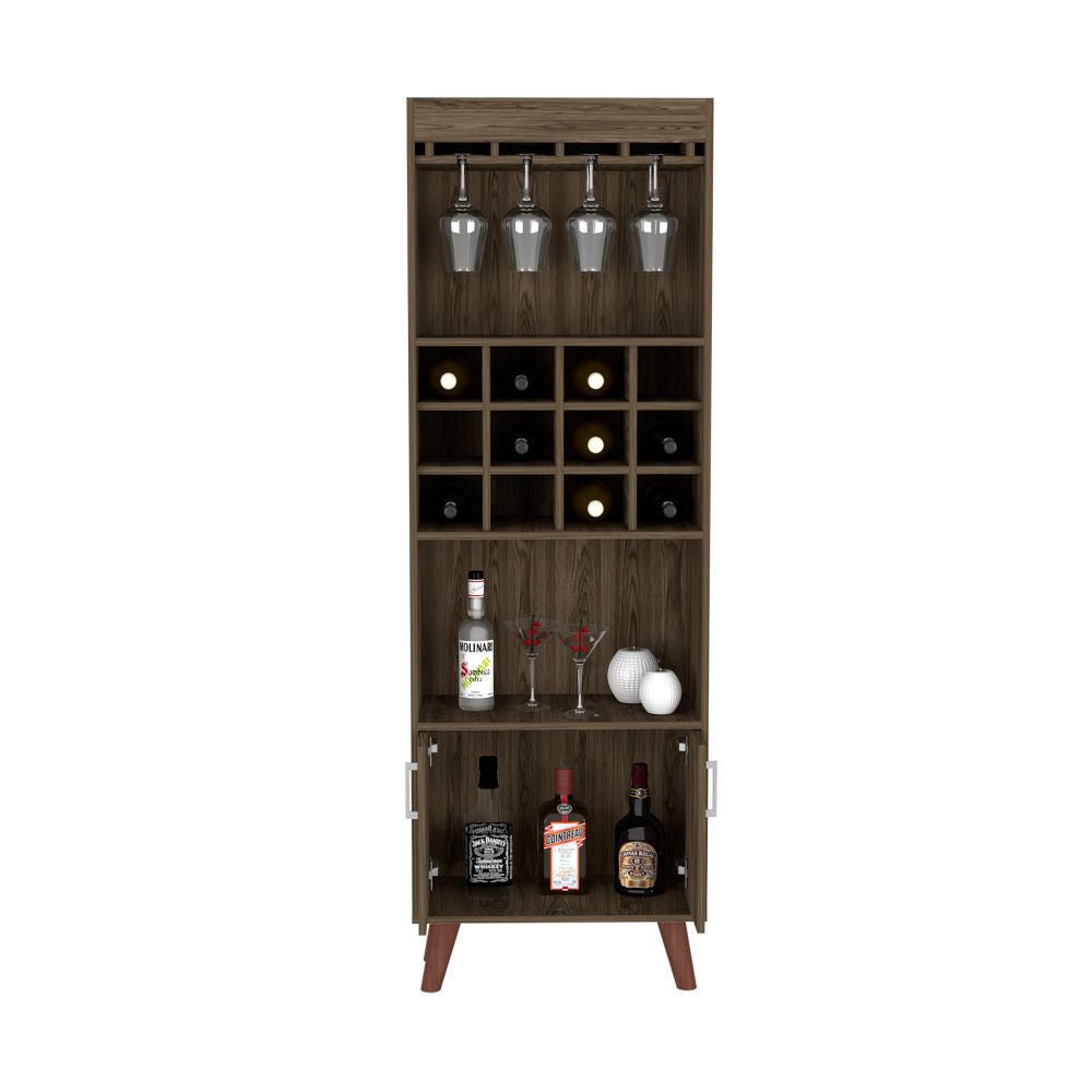 Bar Cabinet Bull, Twelve Wine Cubbies, Rack, Dark Walnut Finish - Horizon Bliss