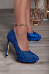 High-heeled shoes with sequins, blue - Horizon Bliss