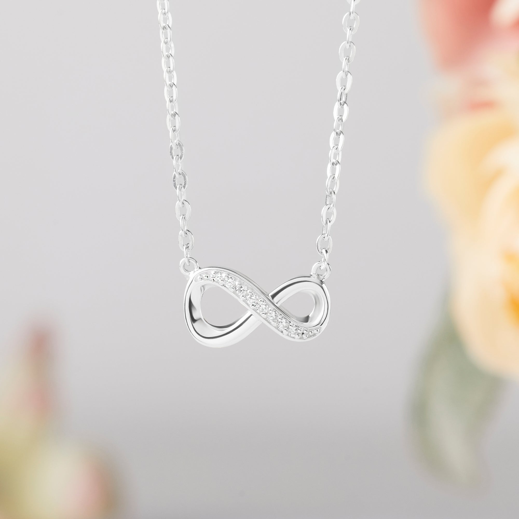 White CZ Stone Infinity Necklace, Infinite Necklace, Women Jewelry - Horizon Bliss