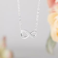 White CZ Stone Infinity Necklace, Infinite Necklace, Women Jewelry - Horizon Bliss