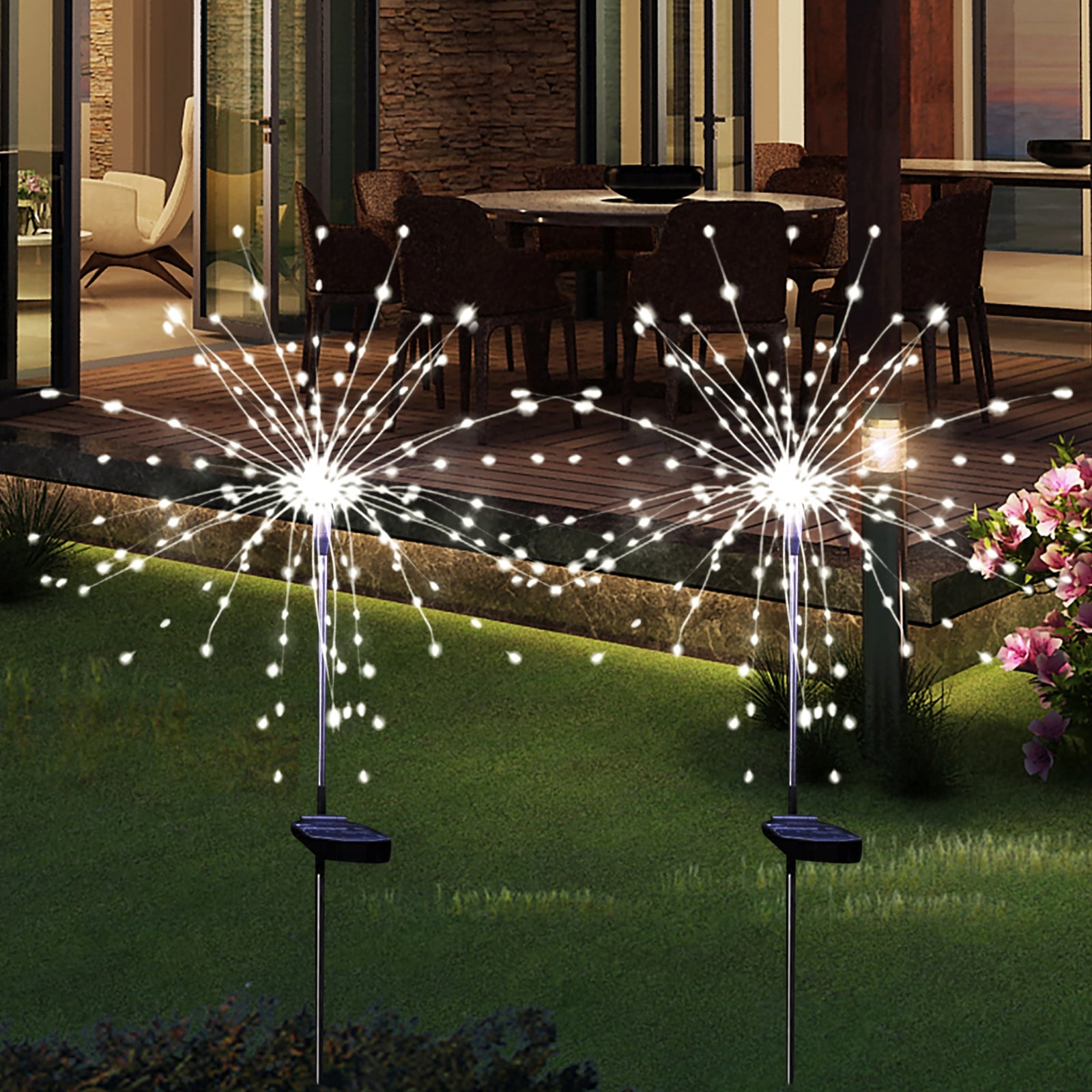 Solar Firework Outdoor Lights, 120 LED Waterproof Solar Garden Lights,