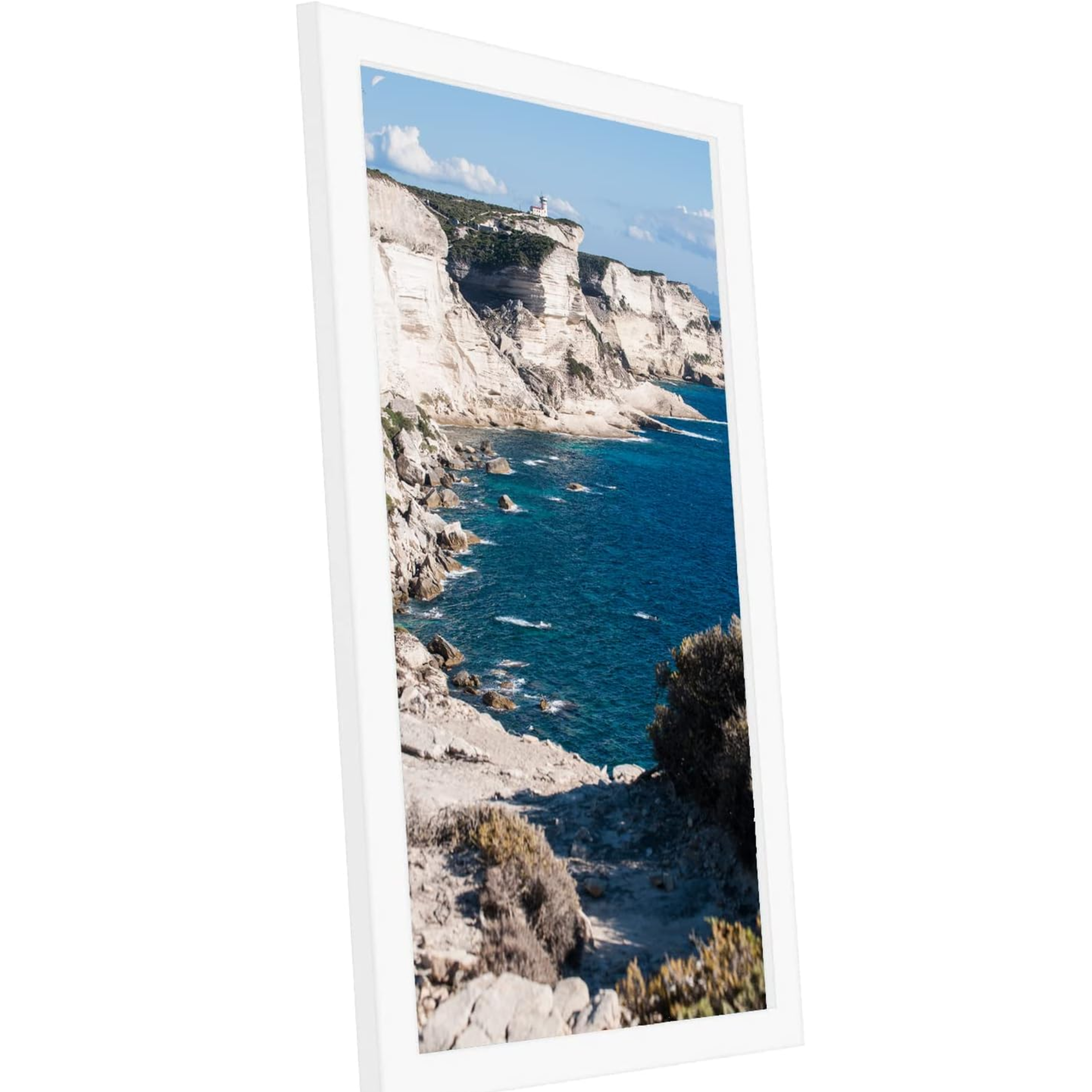 11x14 Picture Frame Set of 2, Made of High Definition Transparent Plastic for 8x10 with Mat or 11x14 Without Mat, Wall Mounting Photo Frames, White - Horizon Bliss