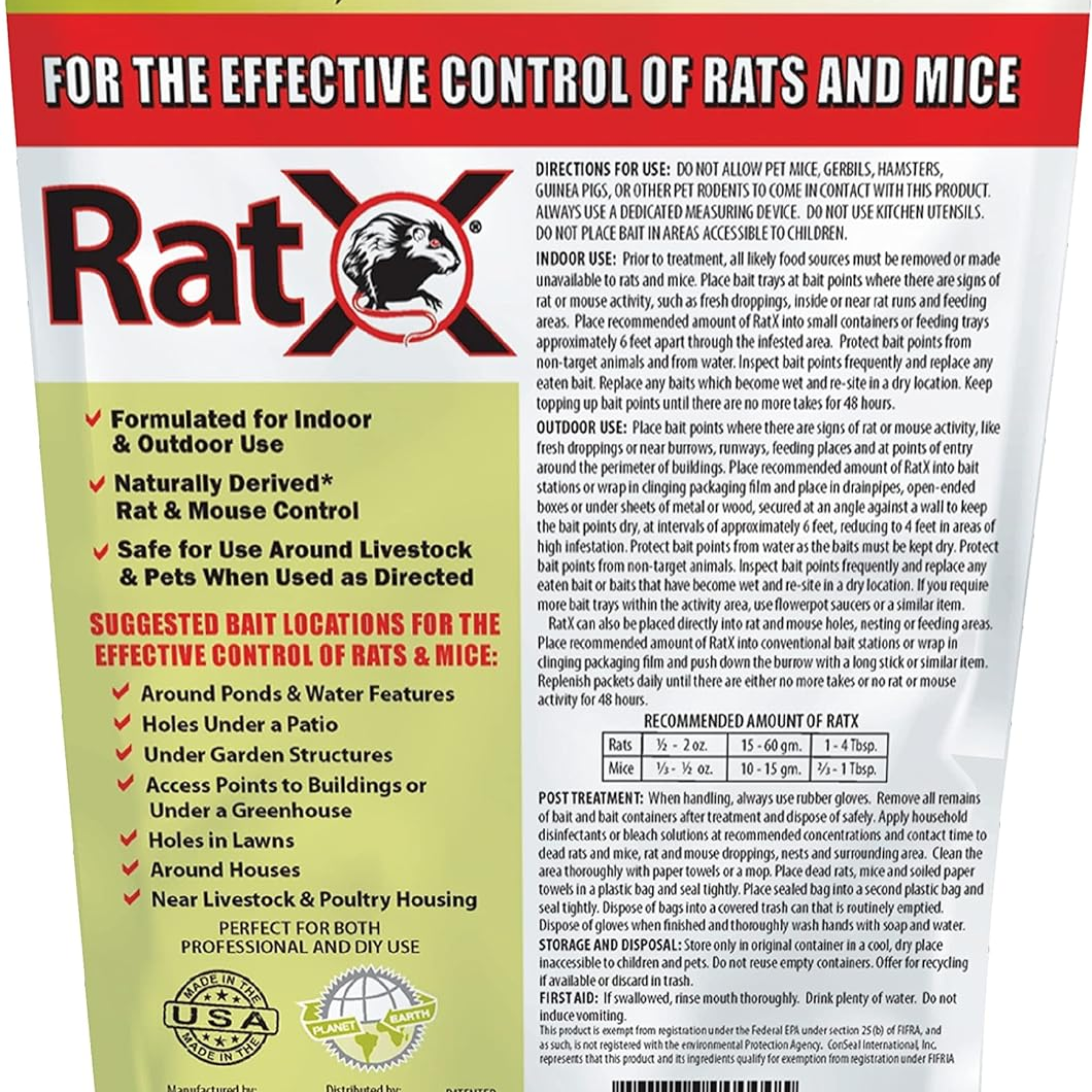 EcoClear Products 620100-6D RatX All-Natural All Species Rat Mouse, 8 oz. Bag - Horizon Bliss