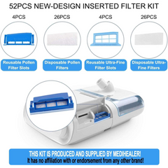 52PCS CPAP Filter Kit Compatible with DreamStation 1, Includes 22 Pollen Filters, 22 Ultra-Fine Filters and 4 Assembled Filters, Reusable Filter Kit - Horizon Bliss