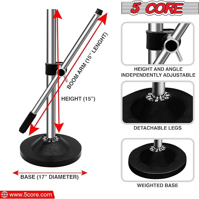 5 Core Desk Mic Stand Adjustable Table Round Base Portable Desktop - Horizon Bliss