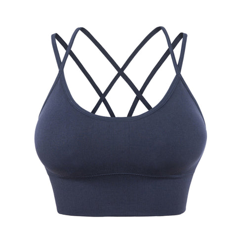 Dual Strap Cross Back Sports Bra with Padded Support Tank Top for