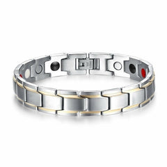 Men's Stainless Steel Double Row Magnetic Therapy Bracelet - Horizon Bliss