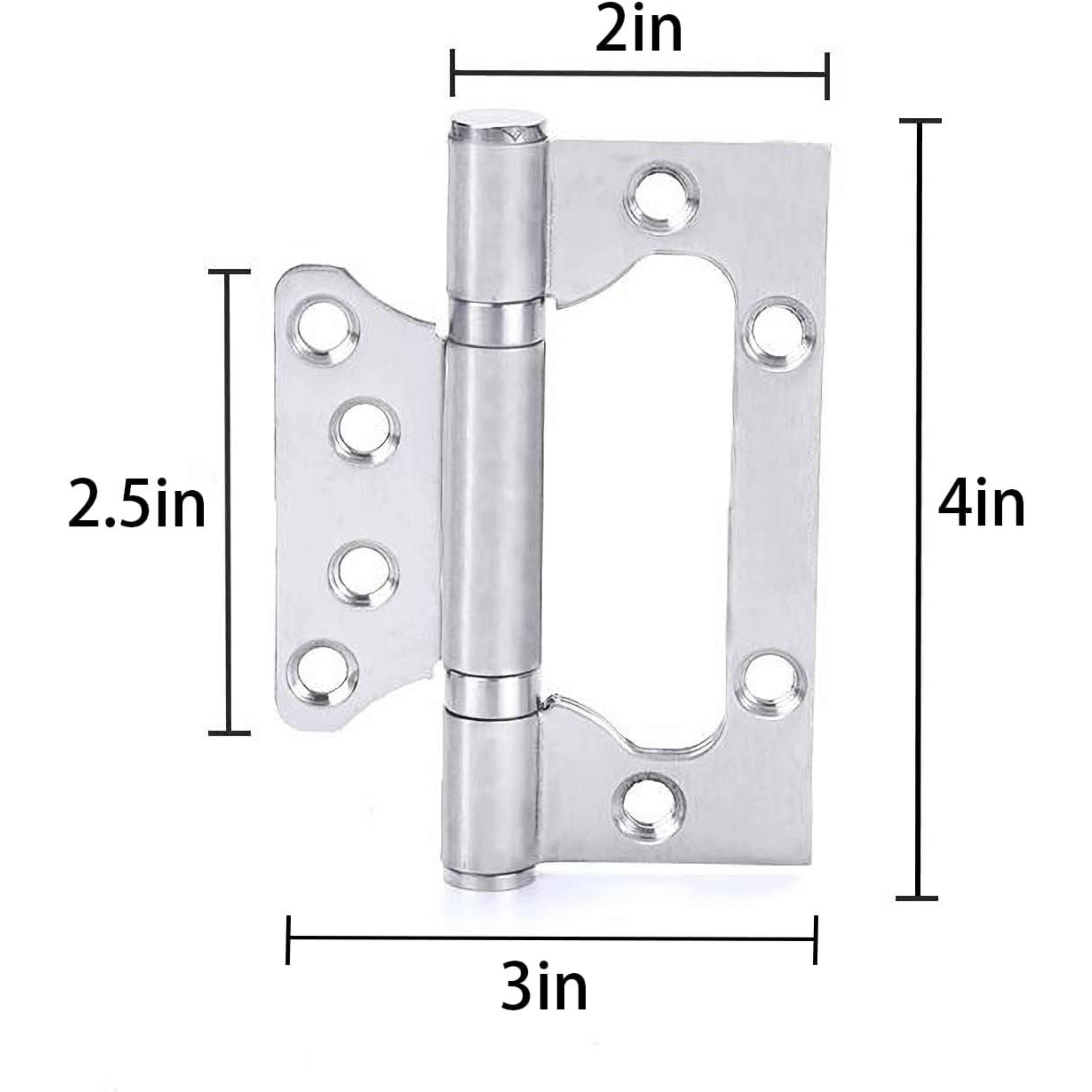 6 Pack Non-Mortise Door Hinges, 4 x 3 inch Stainless Steel Door Hinge, Easy to Install with Mounting Screws,Silver - Horizon Bliss