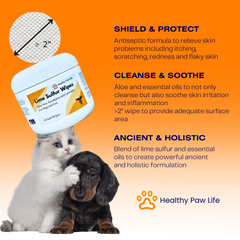 Healthy Paw Life’s Lime Sulfur Wipes - Relief for Itching, Scratching,