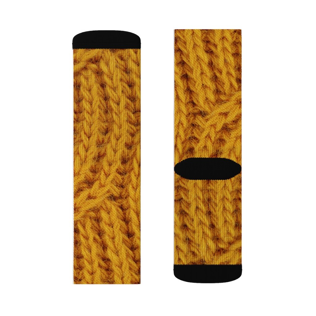 Mustard Print Wool Fun Novelty Socks - Horizon Bliss