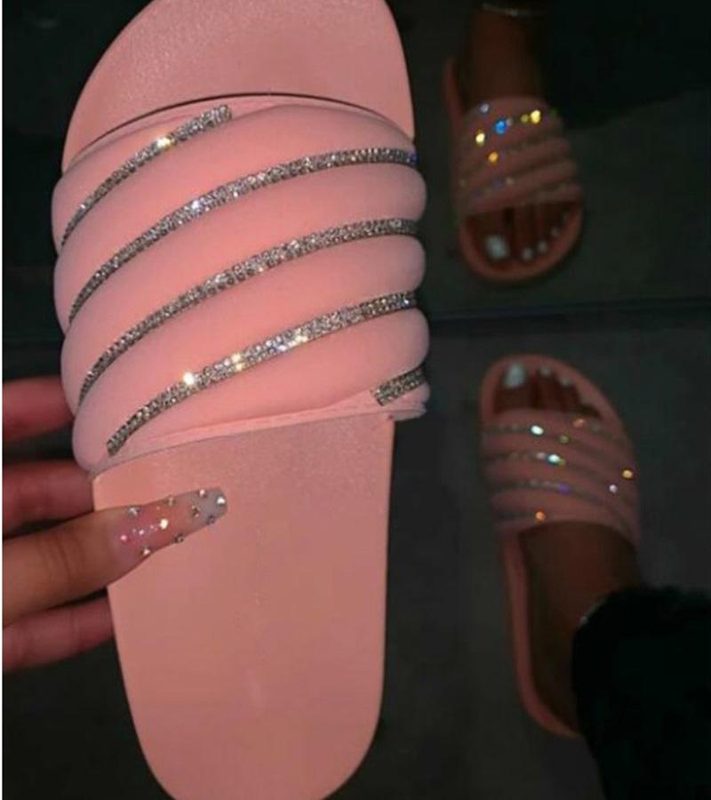 Glitter Rhinestone Ladies Flat with Sexy Pink Shoes - Horizon Bliss