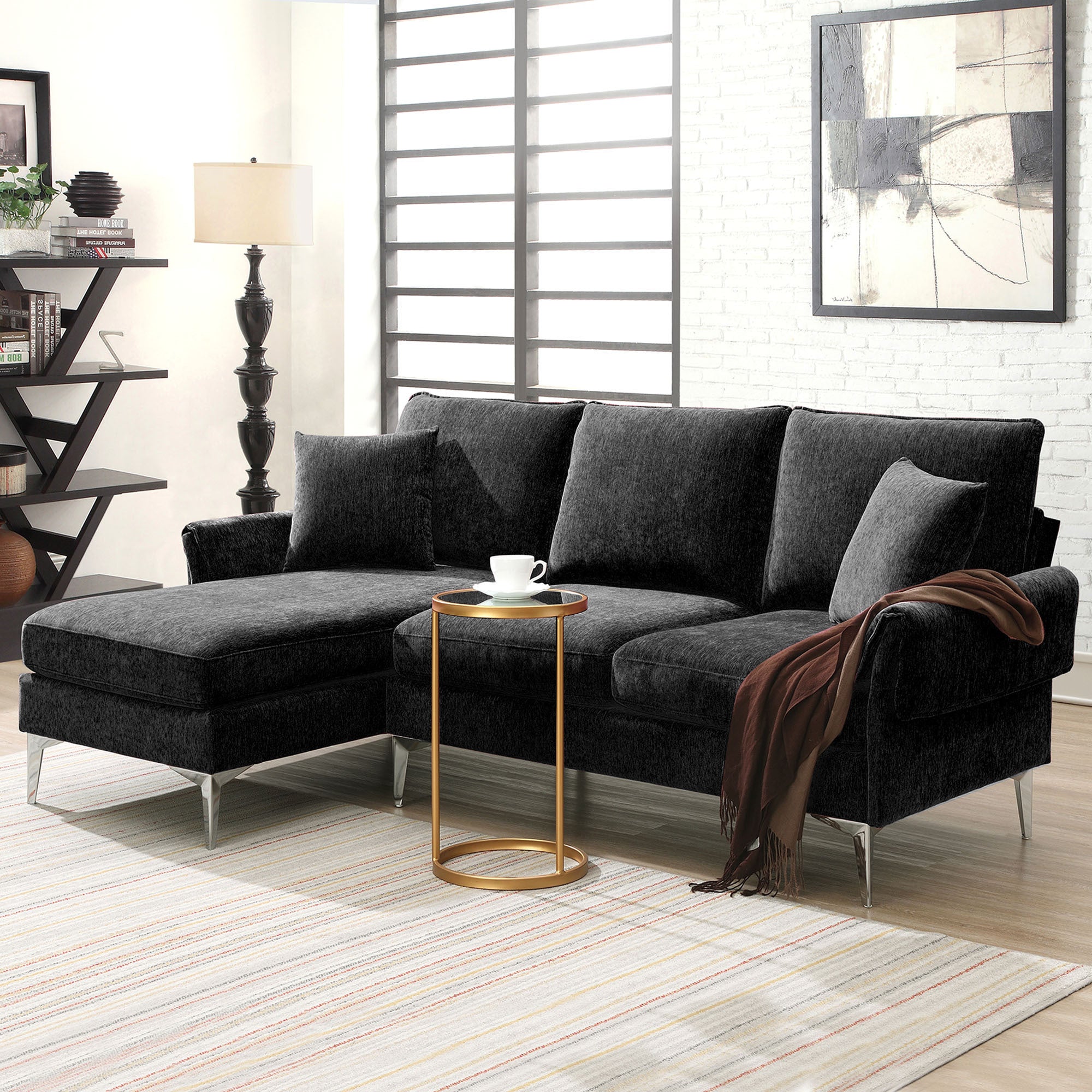 84 " Convertible Sectional Sofa, Modern Chenille L-Shaped Sofa Couch - Horizon Bliss