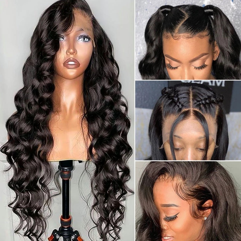 13x4 HD Transparent Lace Frontal Loose Body Wave Human Hair Wigs 180% - Horizon Bliss