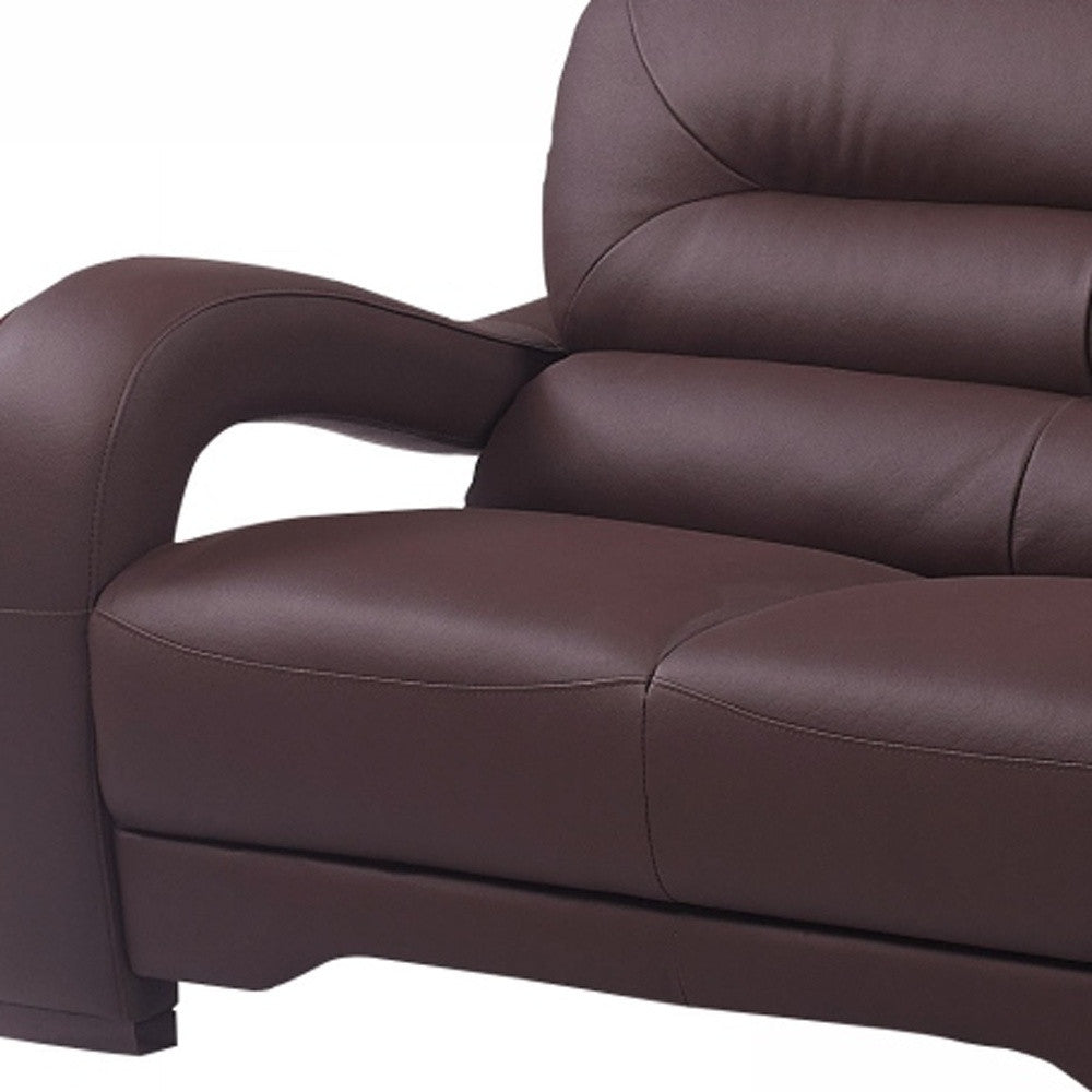 105inches Glamorous Brown Leather Sofa Set - Horizon Bliss