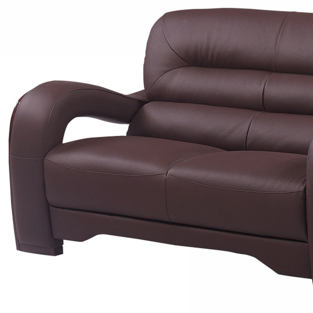 105inches Glamorous Brown Leather Sofa Set - Horizon Bliss