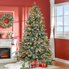 7ft Lighted Artificial Christmas Tree with Wreath Set of 2 , Christmas