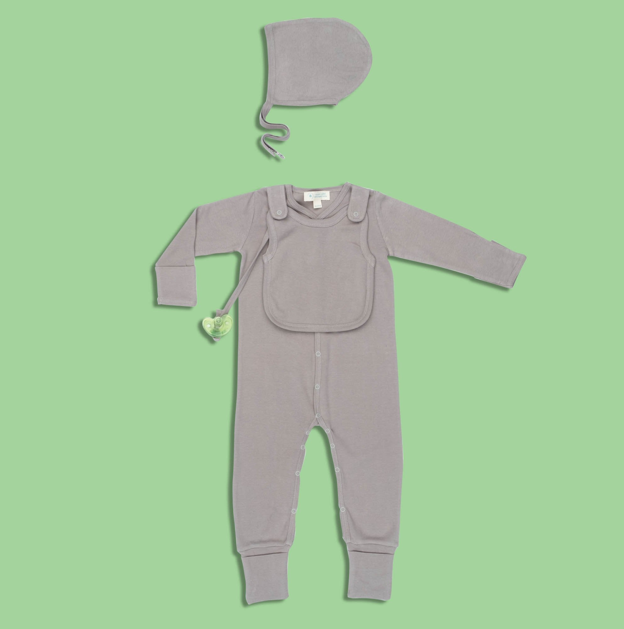 Smart Footed One-Piece + Bib - Gray - Horizon Bliss