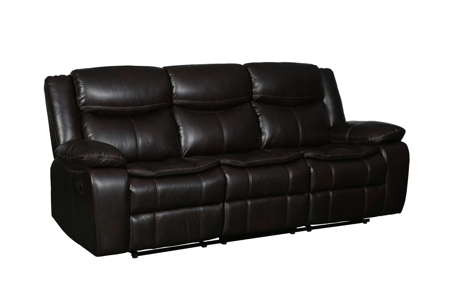 Modern Soft Brown Faux Leather Reclining Sofa - Horizon Bliss