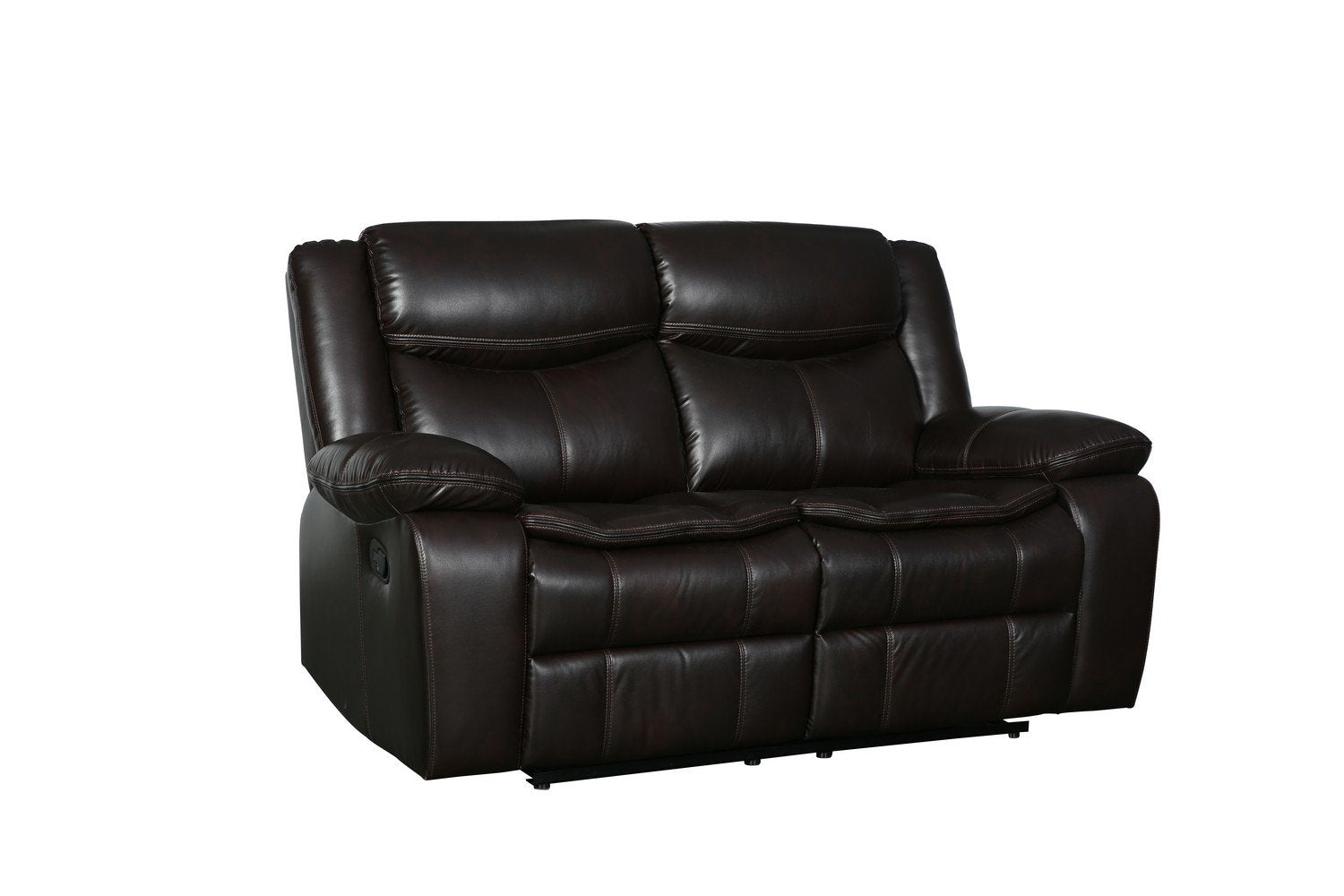 Modern Soft Brown Faux Leather Reclining Sofa - Horizon Bliss