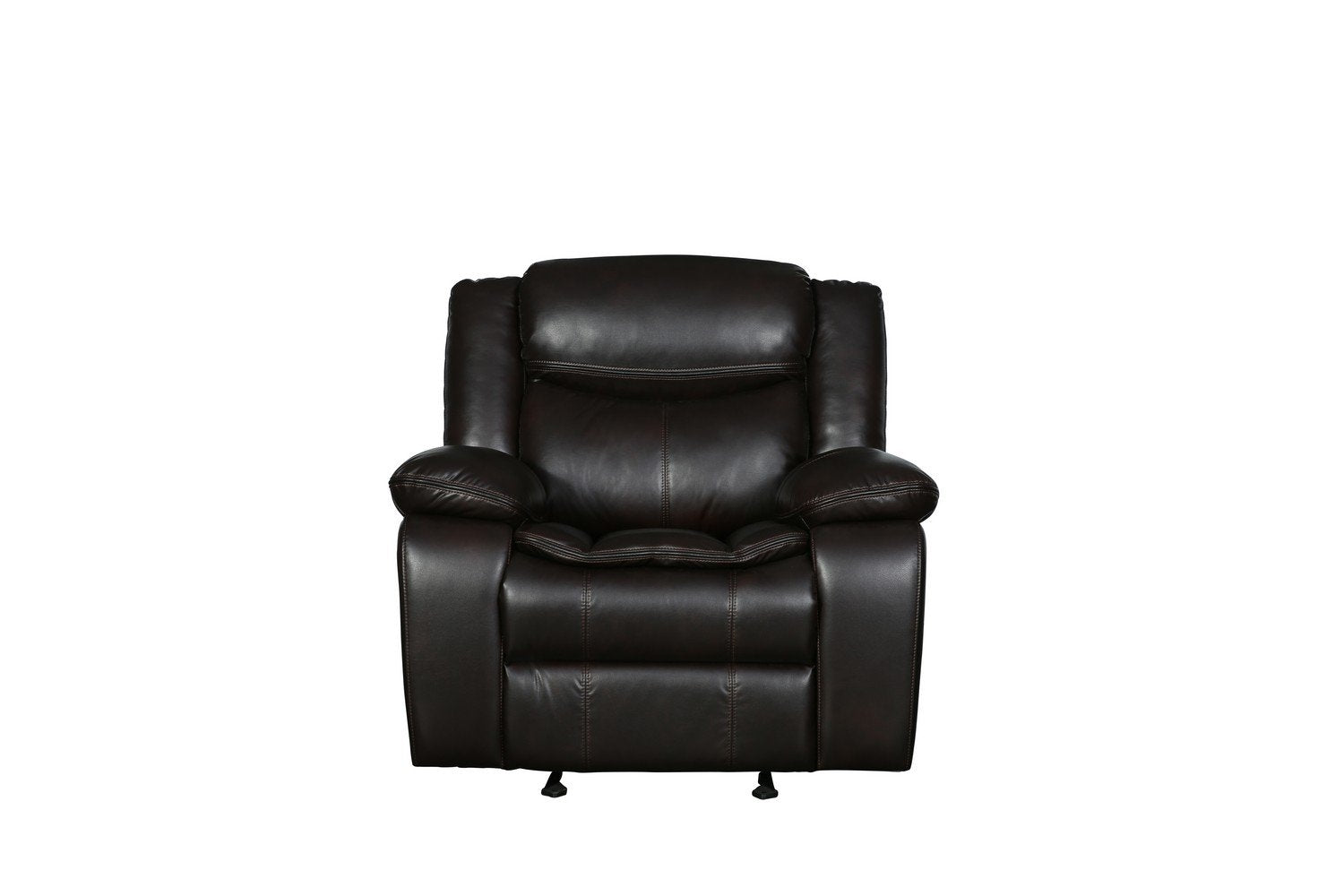 Modern Soft Brown Faux Leather Reclining Sofa - Horizon Bliss