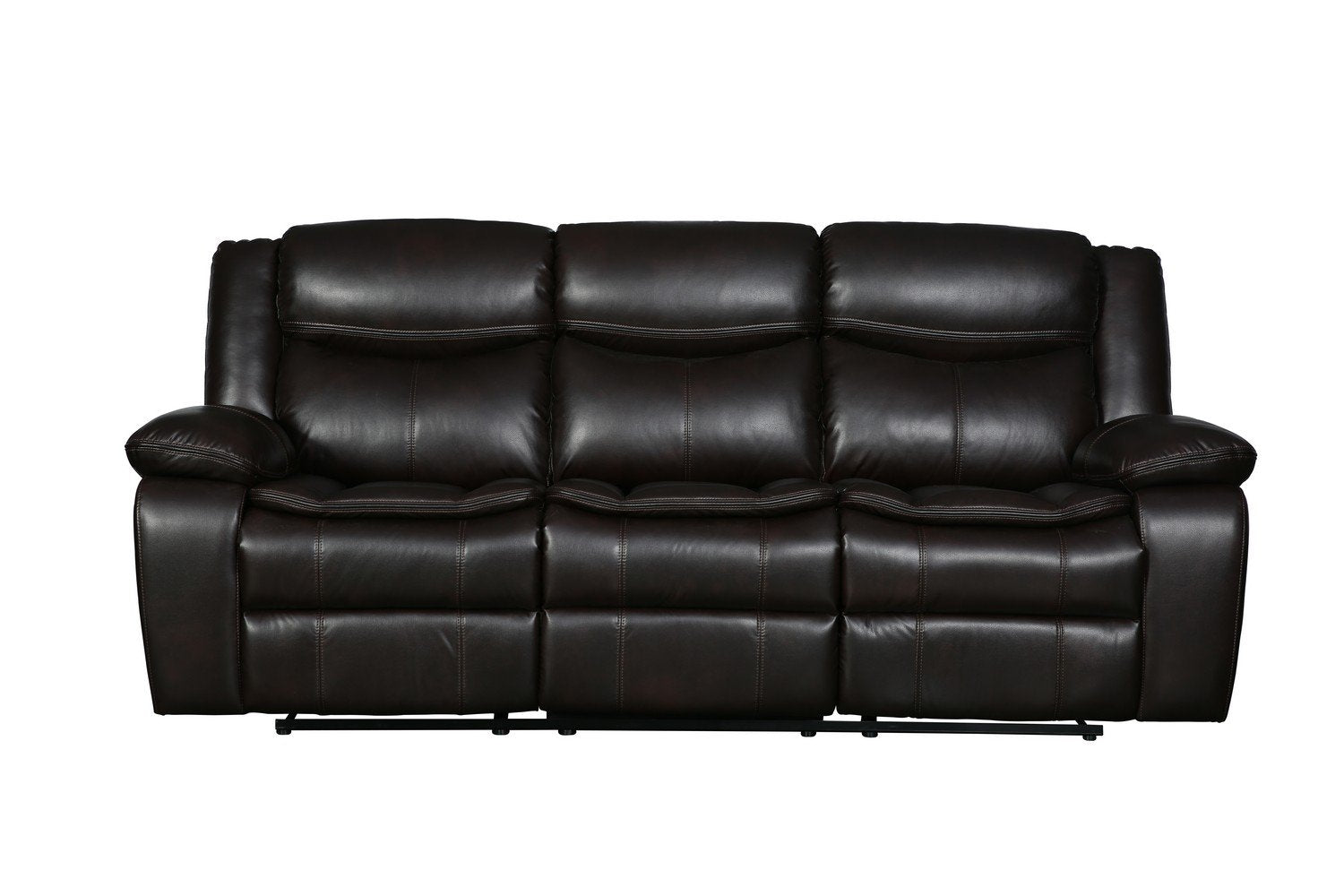 Modern Soft Brown Faux Leather Reclining Sofa - Horizon Bliss