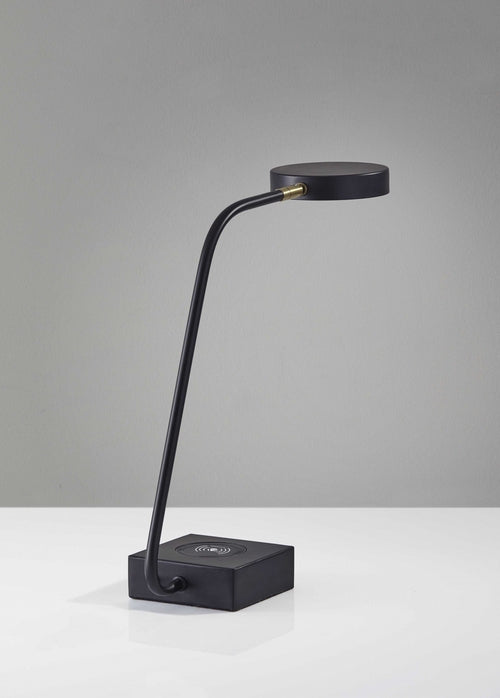 Tech Enhanced Black Metal Disk LED Adjustable Desk Lamp - Horizon Bliss