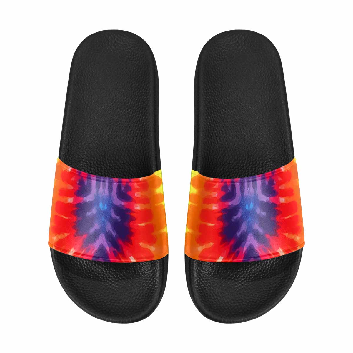 Mens Slide Sandals, Flip Flop Peace & Love Tie-dye Rainbow Shoes - Horizon Bliss