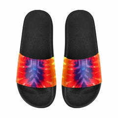 Mens Slide Sandals, Flip Flop Peace & Love Tie-dye Rainbow Shoes - Horizon Bliss