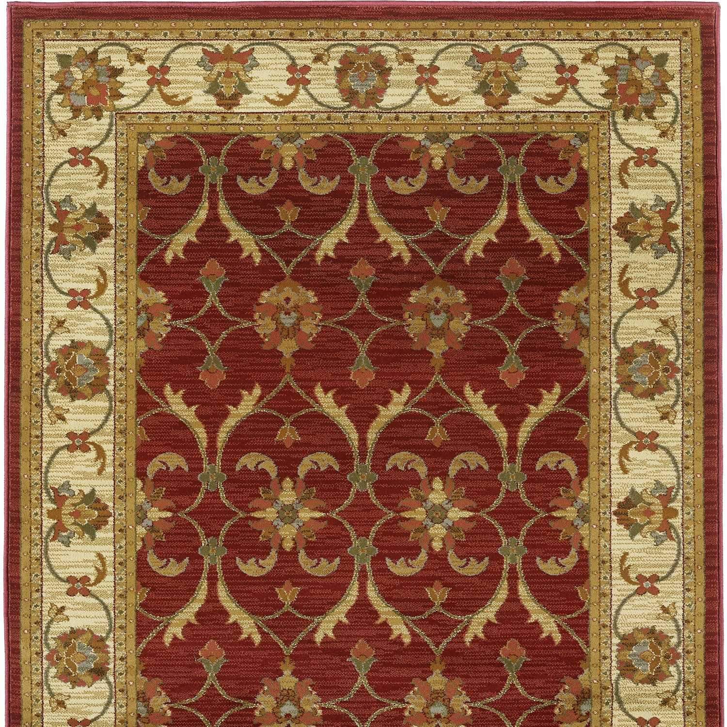 63" X 91" Red or  Ivory  Polypropylene Rug