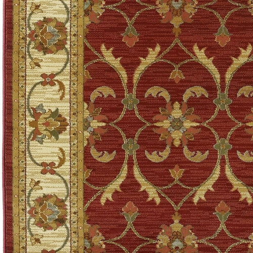 63" X 91" Red or  Ivory  Polypropylene Rug