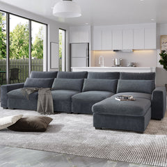 Modern Large L-Shape Feather Filled Sectional Sofa,  Convertible Sofa - Horizon Bliss